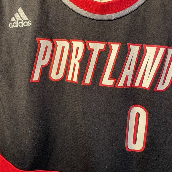 Adidas Trail Blazers Jersey Men XL Black NBA Swingman Damian Lillard #0 Rip City - Picture 3 of 9